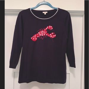 Talbots navy cotton lobster sweater large petite preppy Maine